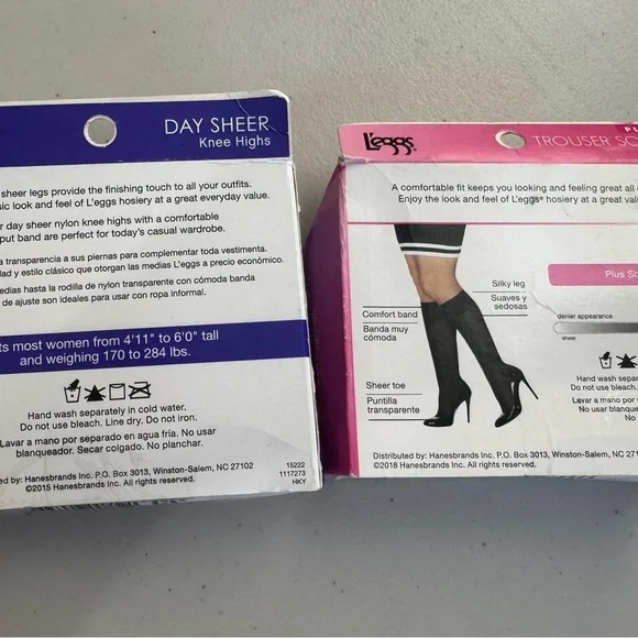 Leggs brand Day Sheer Knee Highs - Nude and black plus size - Picture 4 of 4